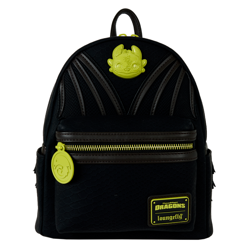 Mini Sac à Dos Loungefly DreamWorks Dragons : Krokmou (Toothless) Néon & Écailles