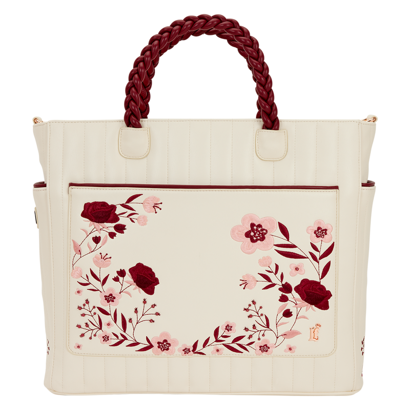 Sac Convertible Loungefly : Tote & Sac à Dos – Broderies Florales Crème & Rouge