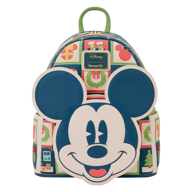 Mini Sac à Dos Loungefly Disney : Mickey Mouse – Joyeux Noël Vintage & Patchwork