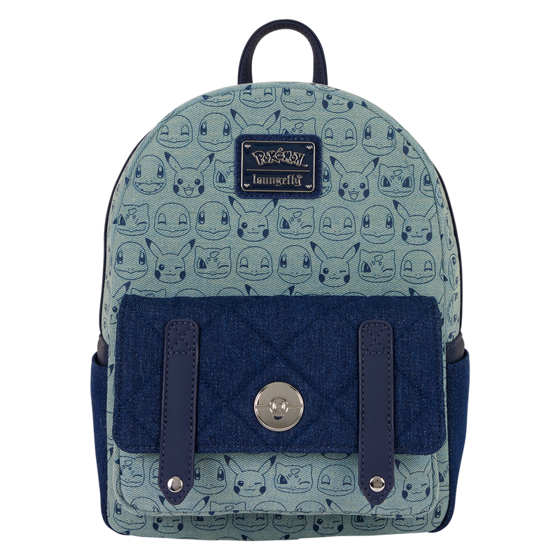 Mini Sac à Dos Loungefly Pokémon – Édition All-Over Print & Denim Matelassé