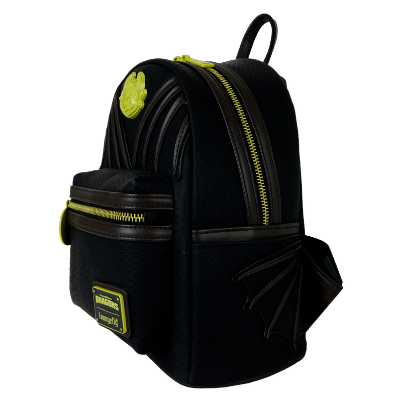 Mini Sac à Dos Loungefly DreamWorks Dragons : Krokmou (Toothless) Néon & Écailles