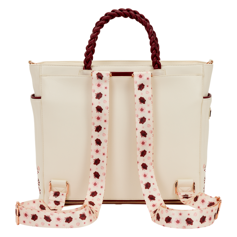 Sac Convertible Loungefly : Tote & Sac à Dos – Broderies Florales Crème & Rouge