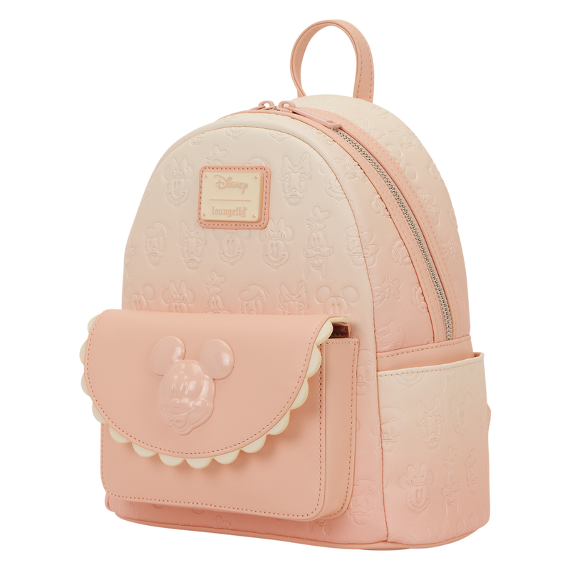 Mini Sac à Dos Loungefly Disney – Mickey & Friends All-Over Print (Rose Pastel & Crème)